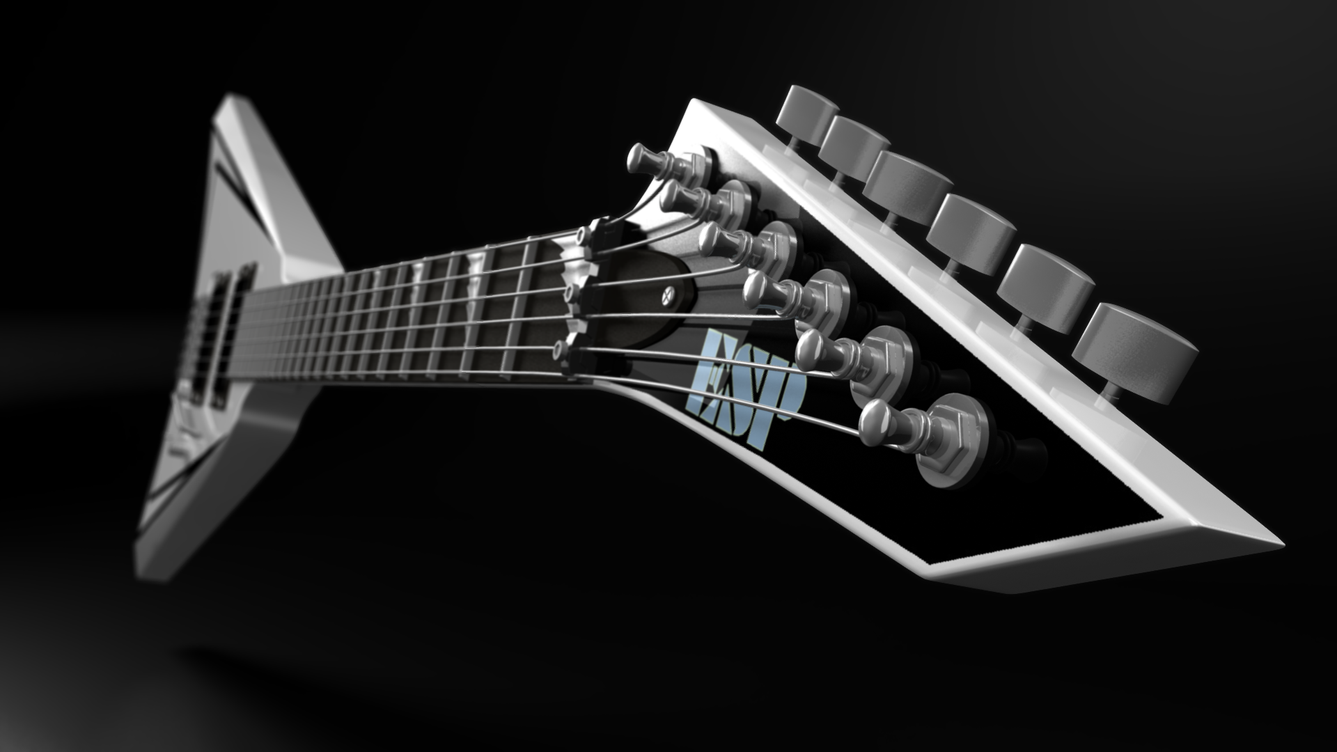 3D Schwarze Gitarre